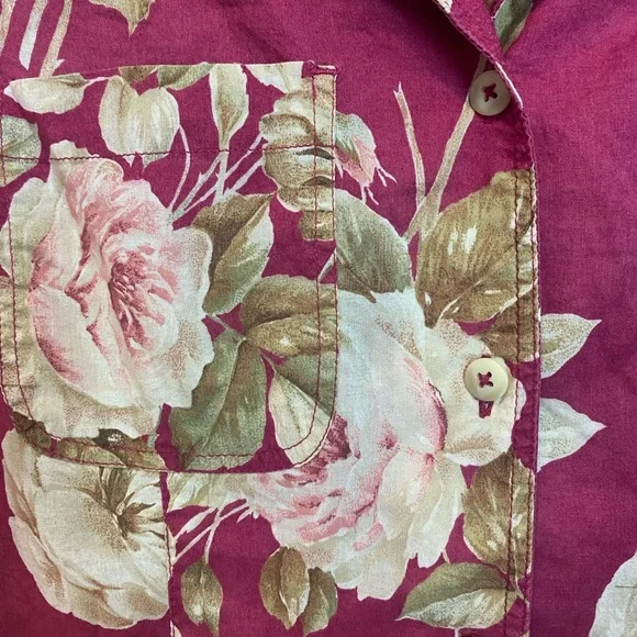 Vintage Lizwear Floral Cotton Short Sleeve Top - Picture 3 of 4